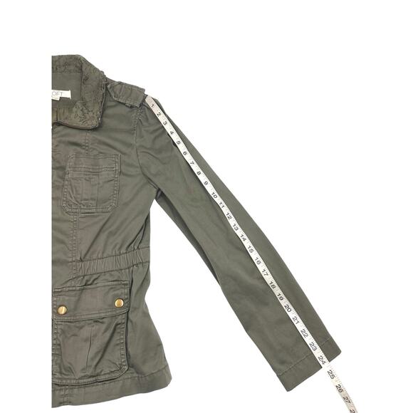 Ann Taylor LOFT Womens Green Y2K Crochet Lace Military Field Jacket Sz S - Picture 10 of 11
